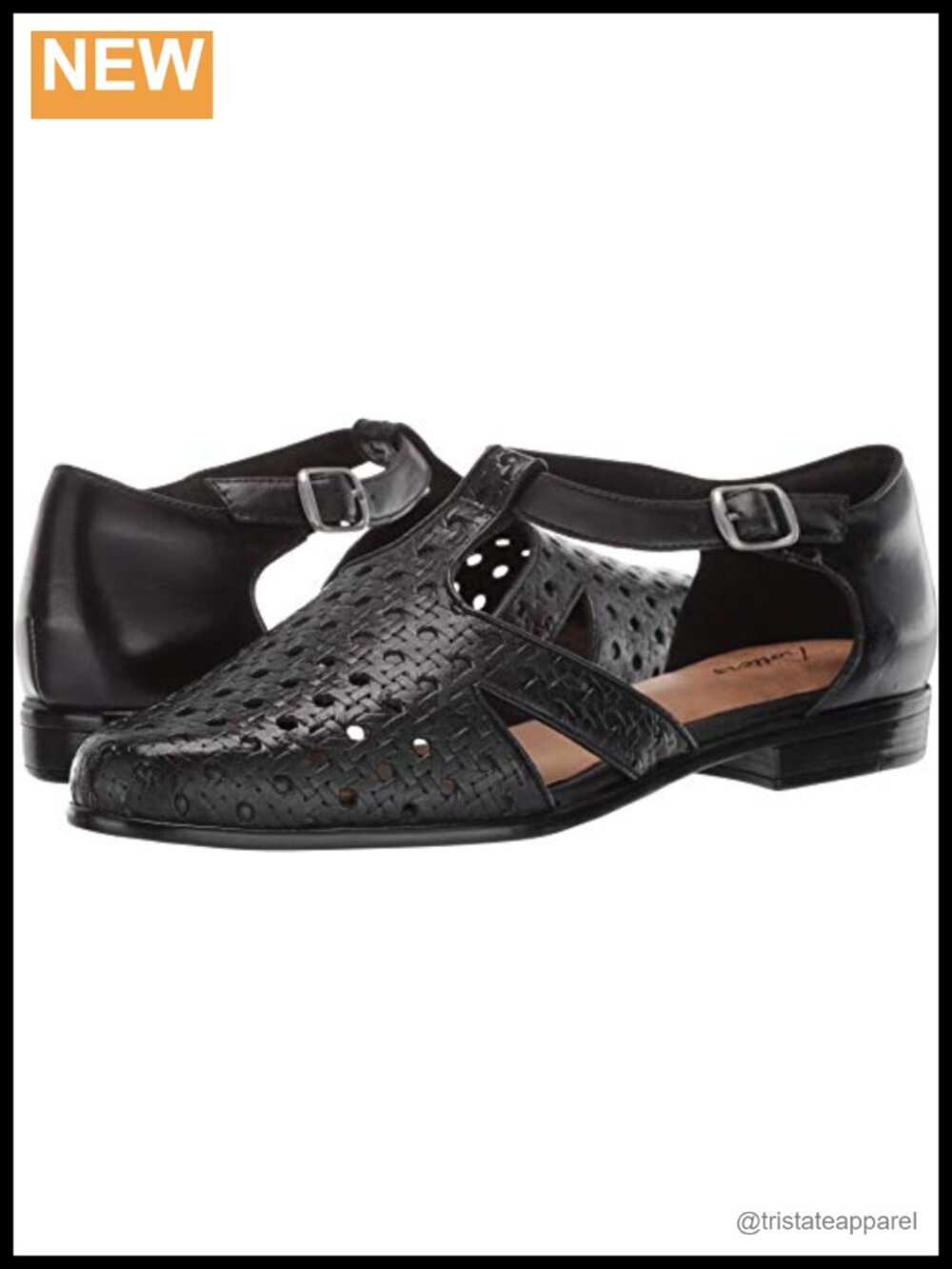 Trotters Leatha Open Weave Fisherman Sandal Block Heel Ankle Strap